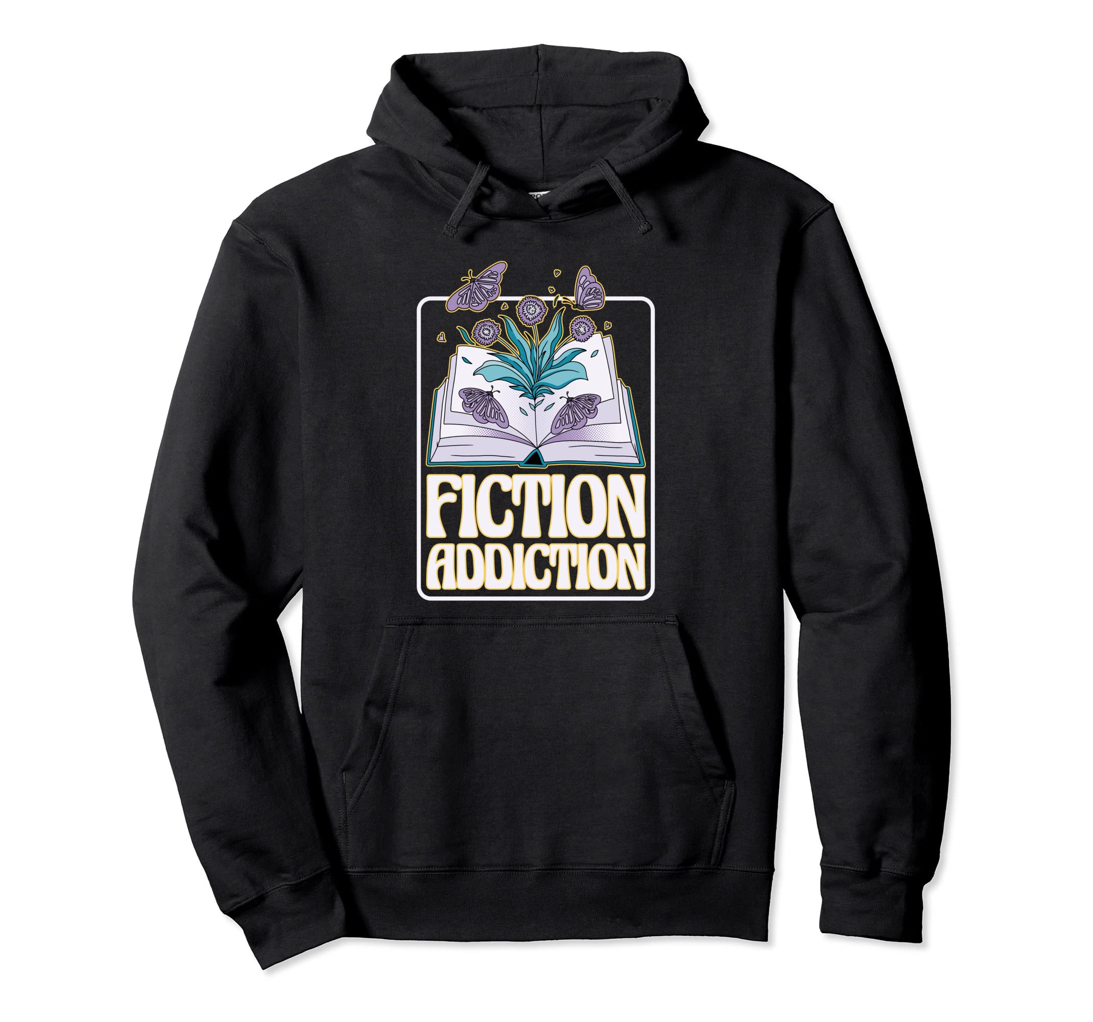 Fiction Addiction Book Reader And Hoodie - Minimalist Print for Adults - T-Shirt, Sweatshirt, Hoodie