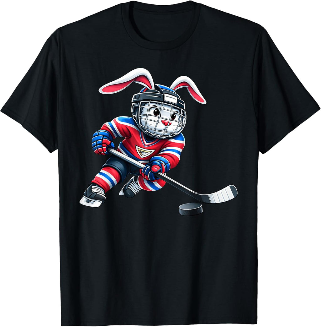 Easter Bunny Ice Hockey Player Unisex T-shirt, Sweatshirt, Hoodie, Long Sleeve Tee - T-Shirt, Sweatshirt, Hoodie
