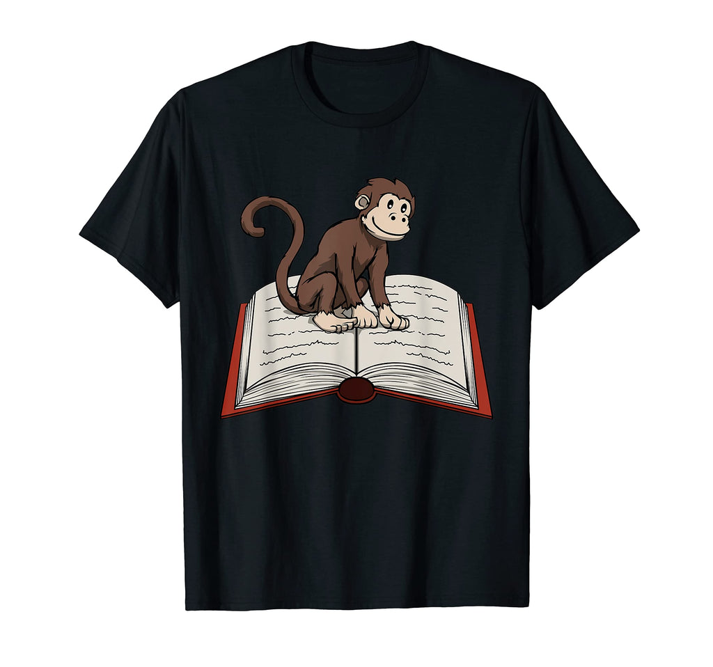 Monkey Reading Books Literature T-Shirt - Casual Everyday Wear Men Women - T-Shirt, Sweatshirt, Hoodie