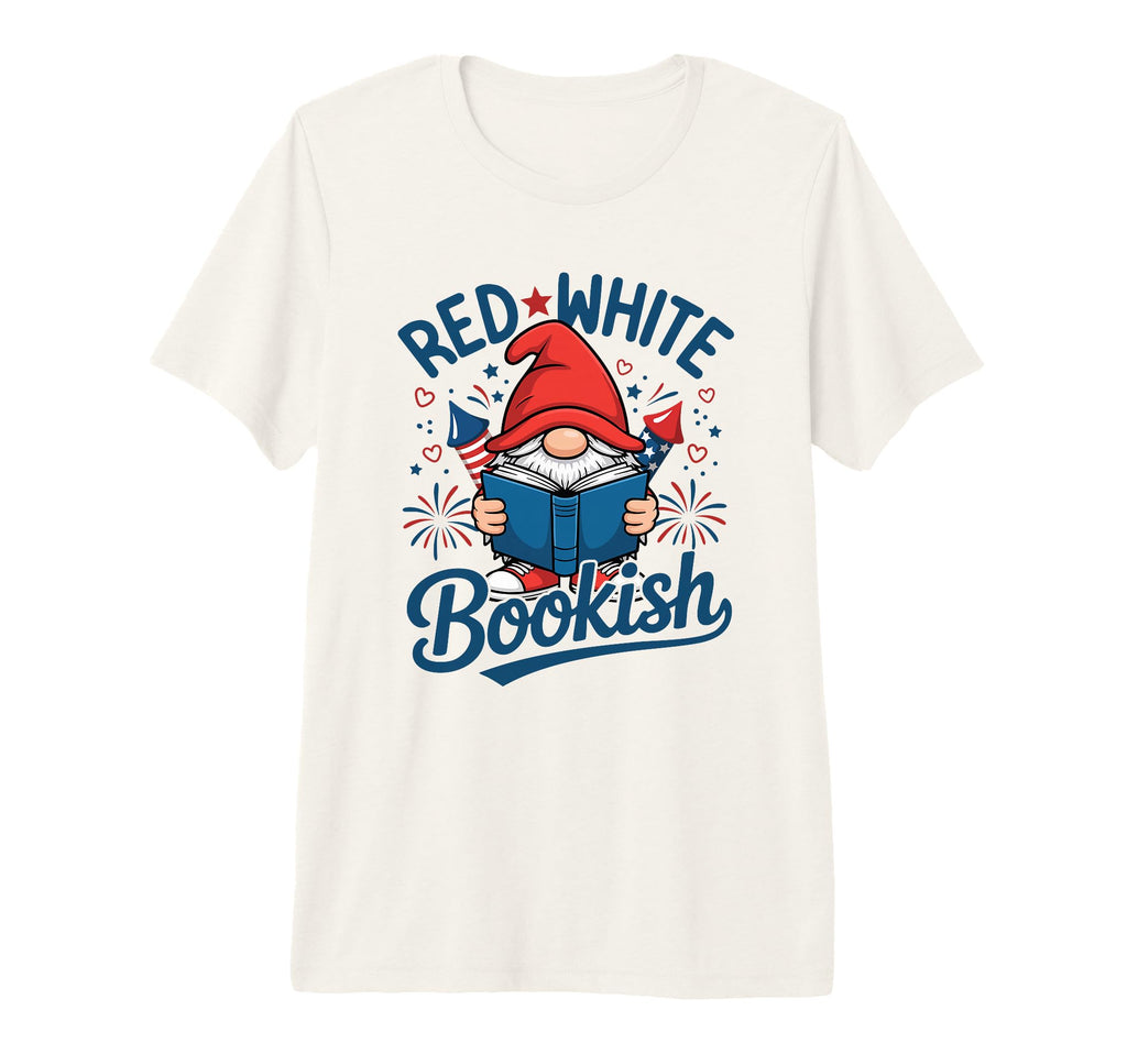 Patriotic Gnome Reading Red White T-Shirt - Streetwear Style Unisex - T-Shirt, Sweatshirt, Hoodie