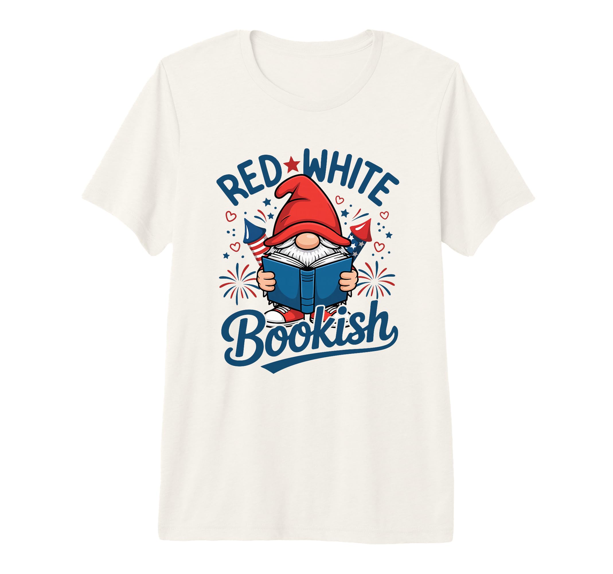 Patriotic Gnome Reading Red White T-Shirt - Streetwear Style Unisex - T-Shirt, Sweatshirt, Hoodie