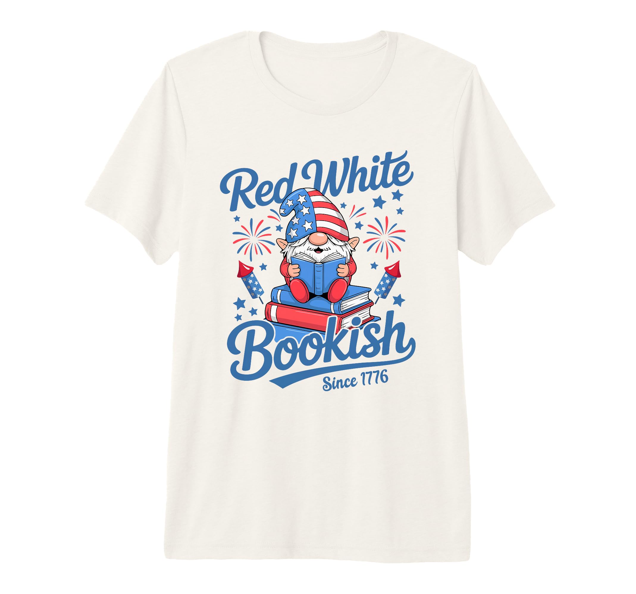 Red White Bookish Gnome Book Since 1776 T-Shirt - Trendy Graphic Men Women - T-Shirt, Sweatshirt, Hoodie