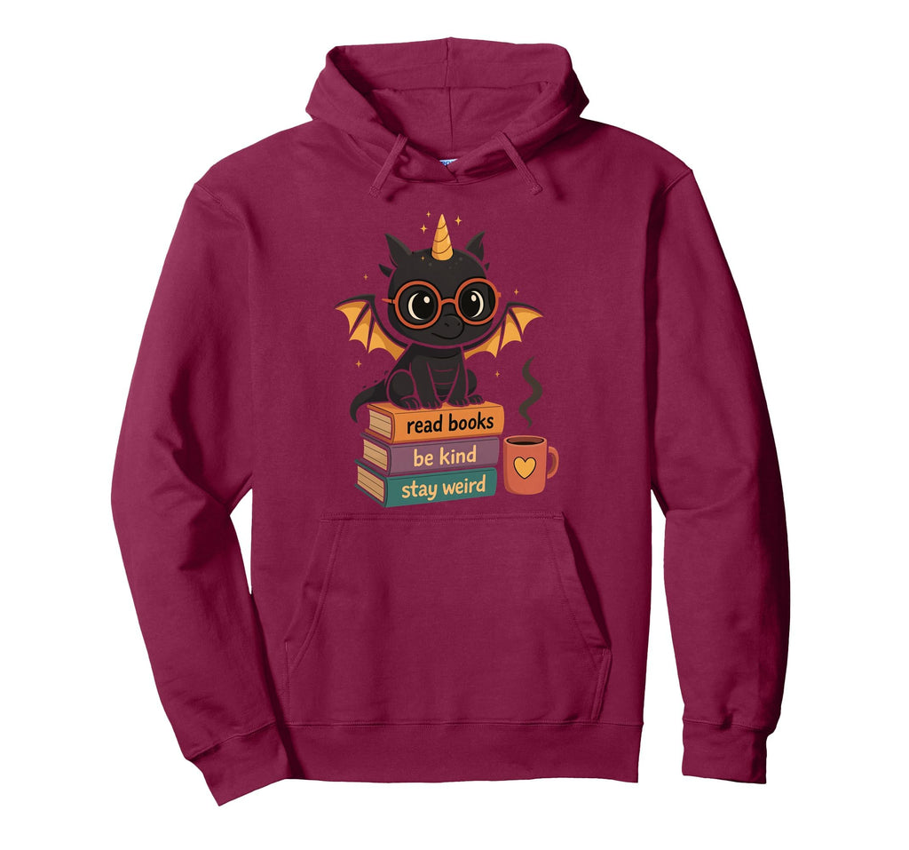 Book Lover Cozy Dragon Reading Hoodie - Aesthetic Graphic for Adults - T-Shirt, Sweatshirt, Hoodie