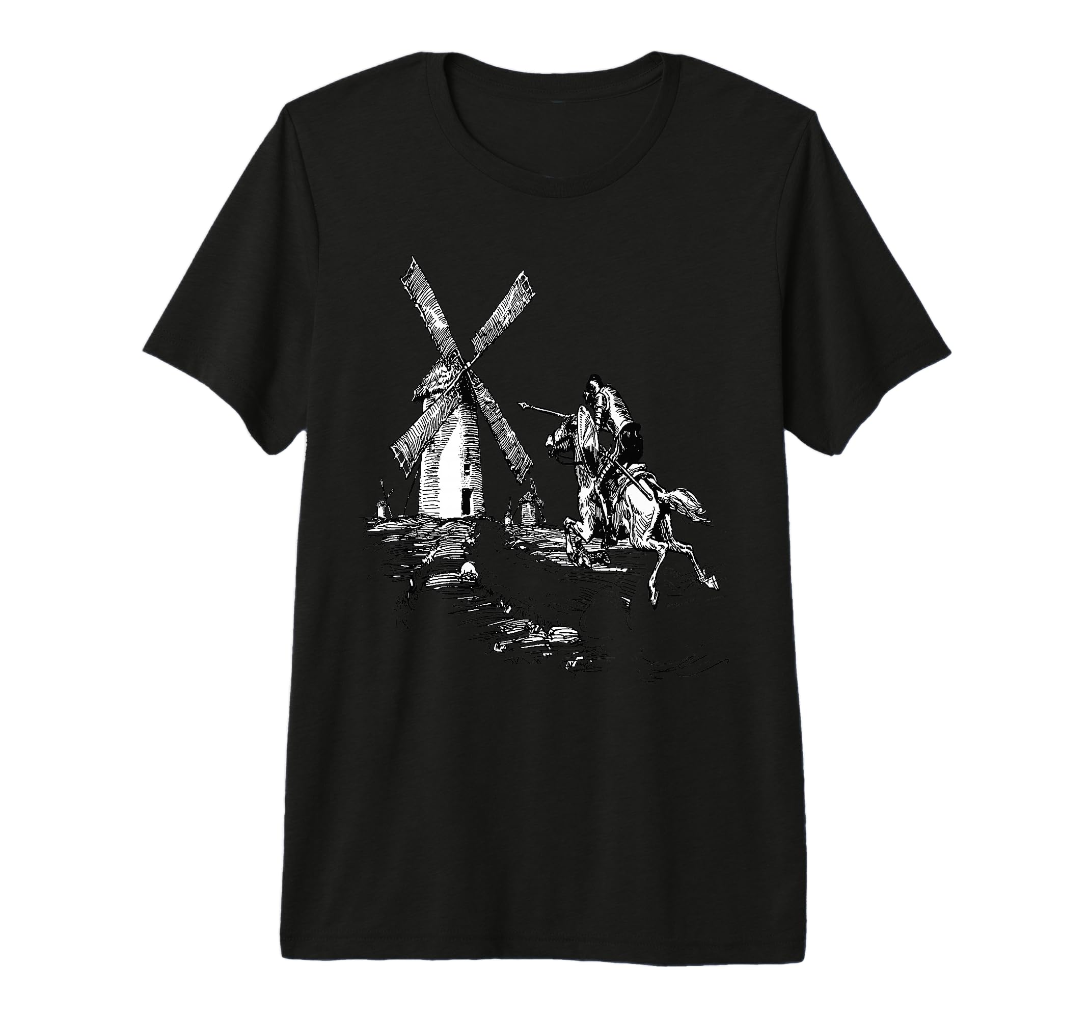 Don Quixote Fighting Windmills Tri T-Shirt - Streetwear Style Men Women - T-Shirt, Sweatshirt, Hoodie