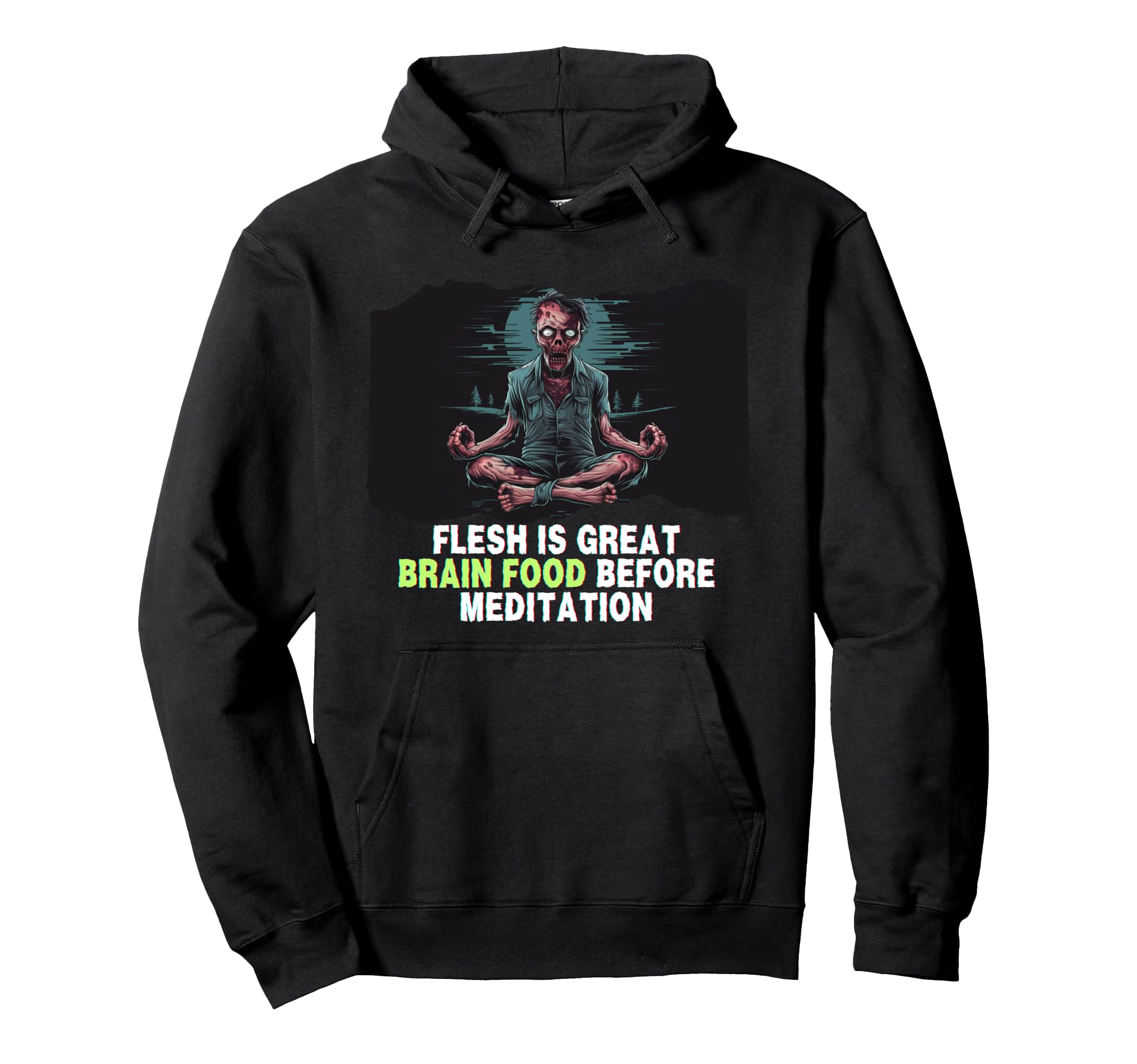 Zombie Meditation Spooky Dark Hoodie - Custom Art Print for Adults - T-Shirt, Sweatshirt, Hoodie