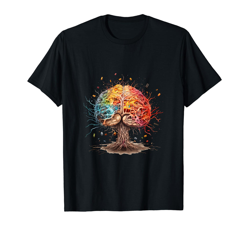 Colourful Ornate Brain Tree Adhd Autism T-Shirt - Graphic Print Men Women - T-Shirt, Sweatshirt, Hoodie