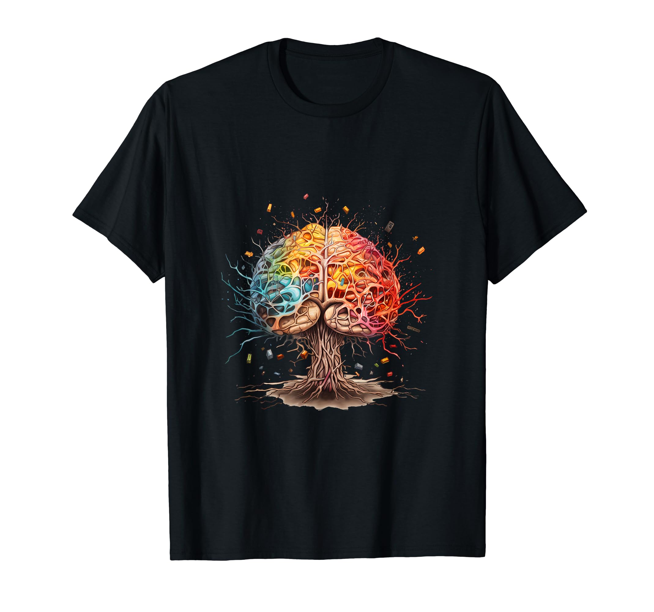 Colourful Ornate Brain Tree Adhd Autism T-Shirt - Graphic Print Men Women - T-Shirt, Sweatshirt, Hoodie