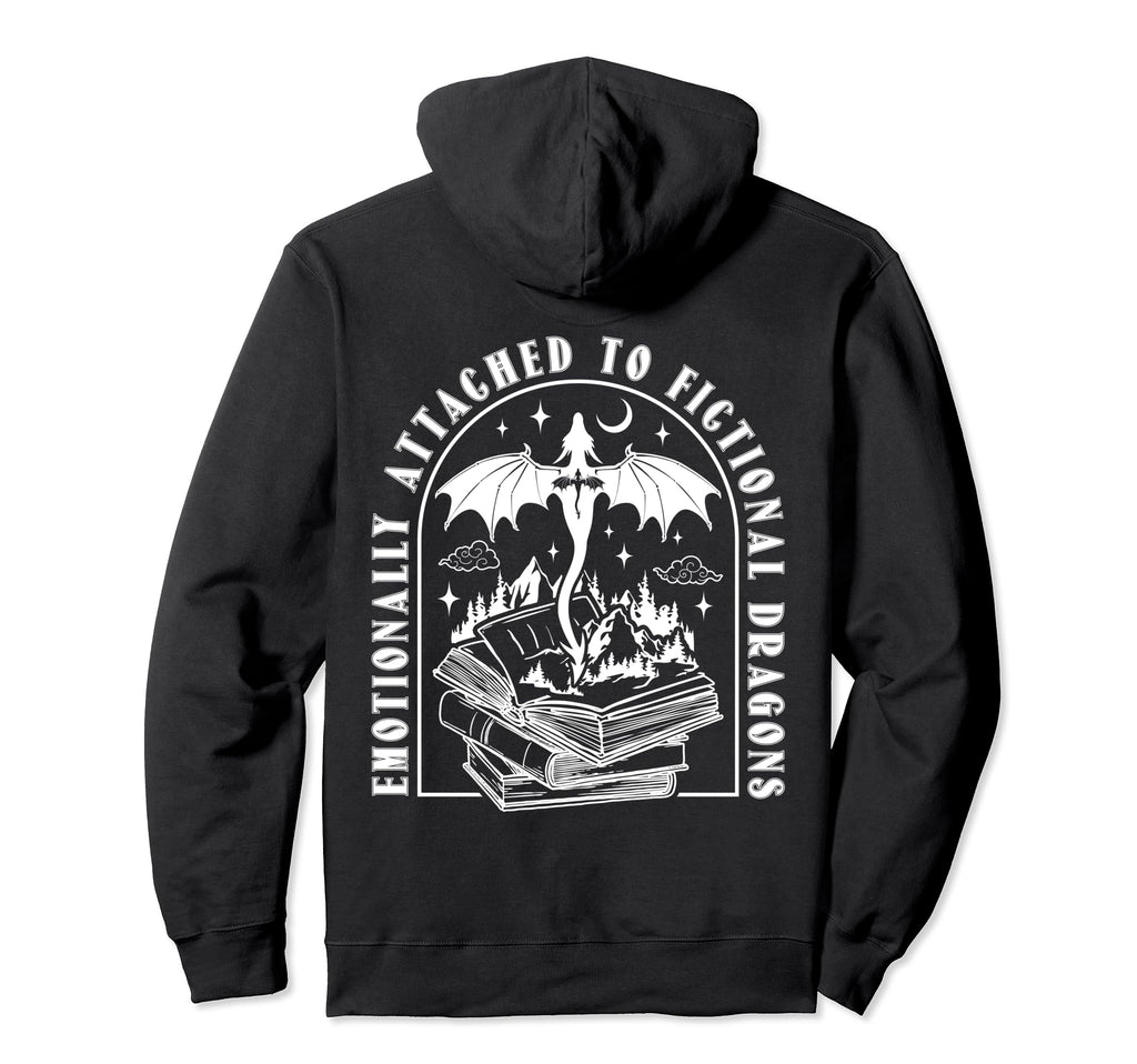 Emotionally Attached To Fictional Dragons Hoodie - Minimalist Print Unisex - T-Shirt, Sweatshirt, Hoodie