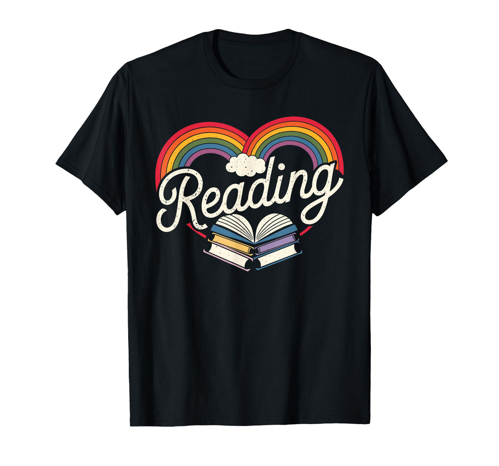 I Love Reading Heart Rainbow Book Lover T-Shirt - Streetwear Style Unisex - T-Shirt, Sweatshirt, Hoodie