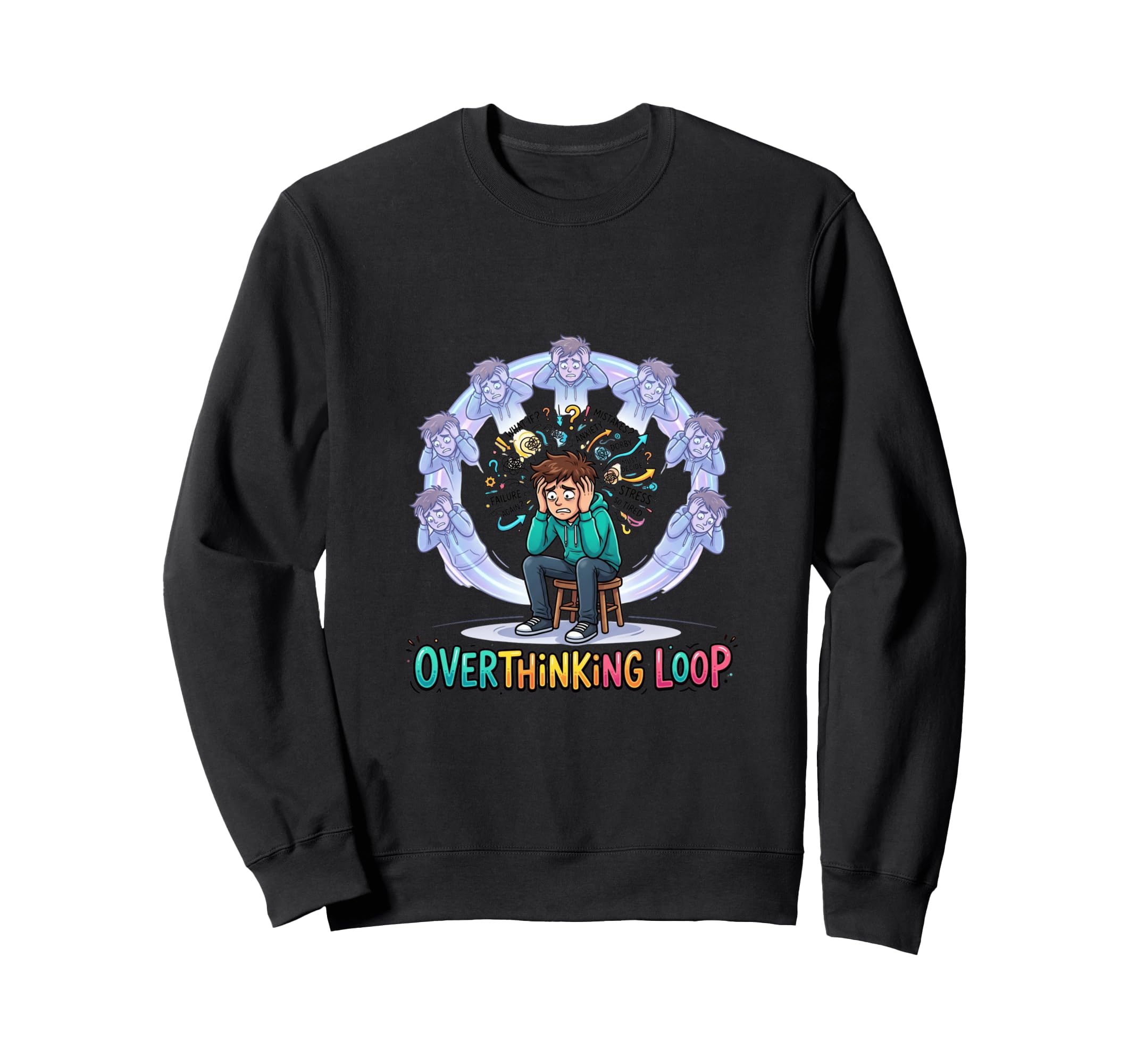 Overthinking Loop Mental Awareness Sweatshirt - Trendy Graphic for Adults - T-Shirt, Sweatshirt, Hoodie