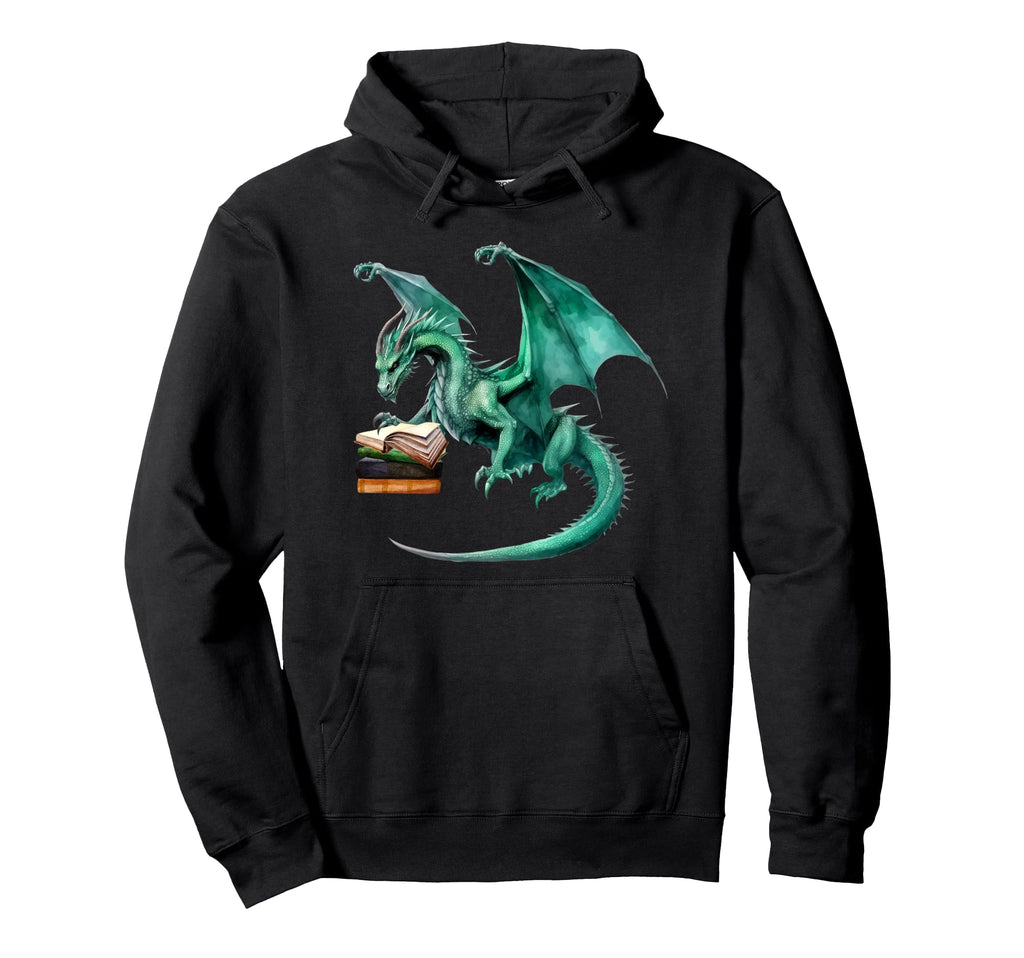 Dragon Book Lovers Reading Teacher Librarian Hoodie - Unique Graphic Unisex - T-Shirt, Sweatshirt, Hoodie