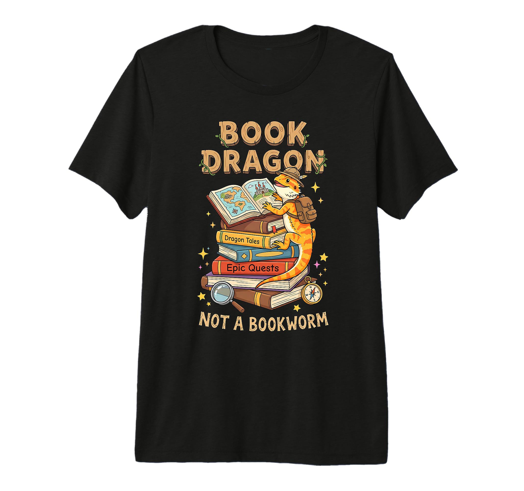 Pun Book Dragon Not Bookworm Bearded T-Shirt - Trendy Graphic for Adults - T-Shirt, Sweatshirt, Hoodie