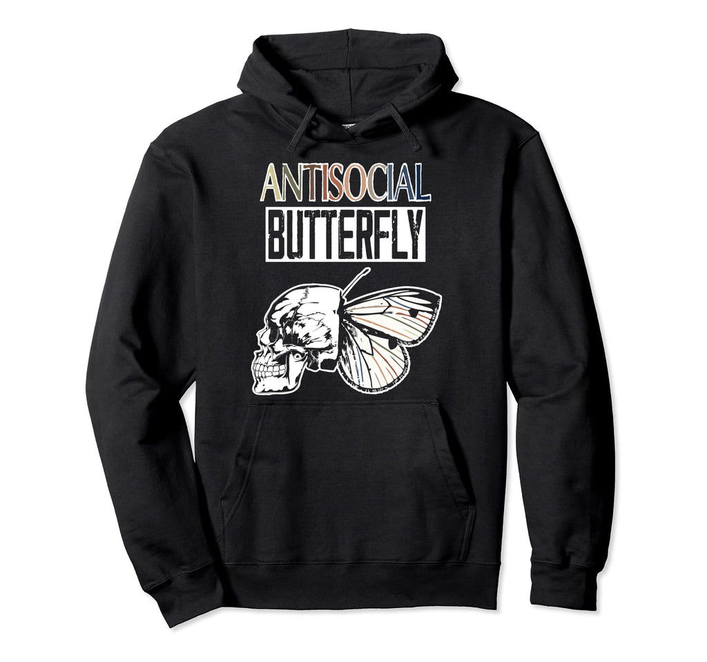 Antisocial Butterfly Wisdom Introvert Hoodie - Unique Graphic Unisex - T-Shirt, Sweatshirt, Hoodie
