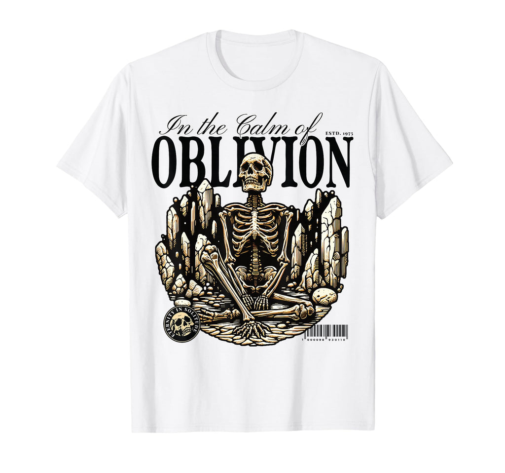 Calm Oblivion Oblivion Skeleton T-Shirt - Fun Novelty Design for Adults - T-Shirt, Sweatshirt, Hoodie
