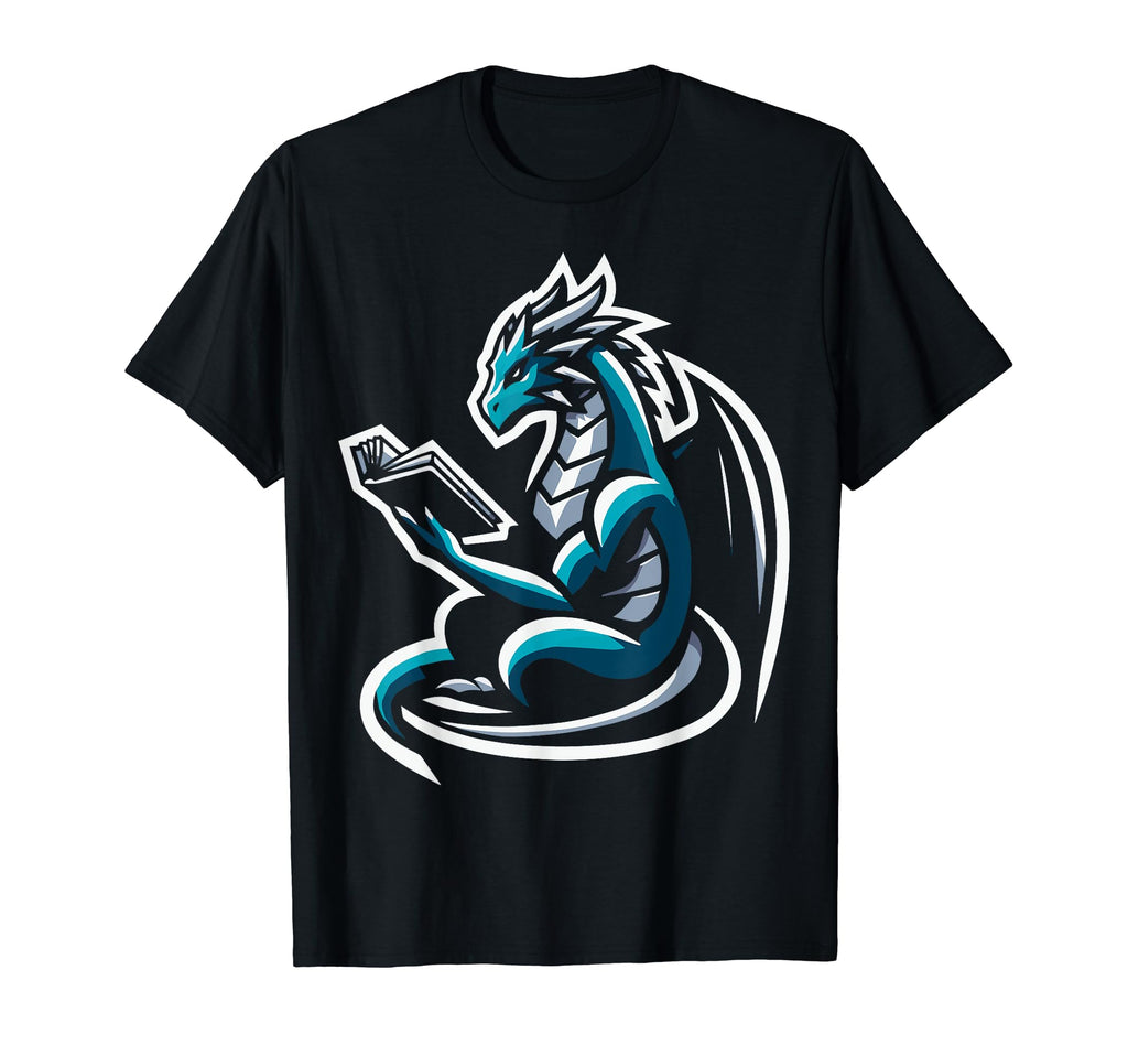 Dragon Reading Book Dragon Enthusiast T-Shirt - Custom Art Print Unisex - T-Shirt, Sweatshirt, Hoodie