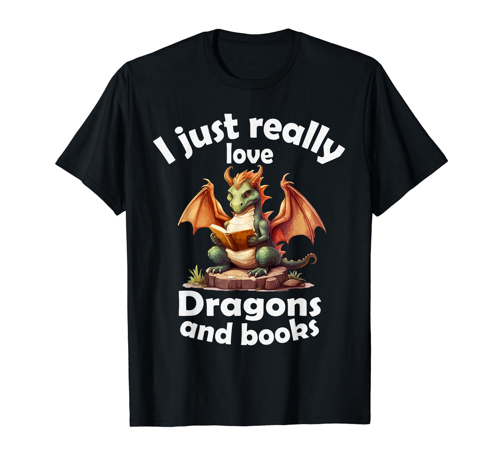 I Just Really Love Dragons And Books T-Shirt - Aesthetic Graphic Men Women - T-Shirt, Sweatshirt, Hoodie