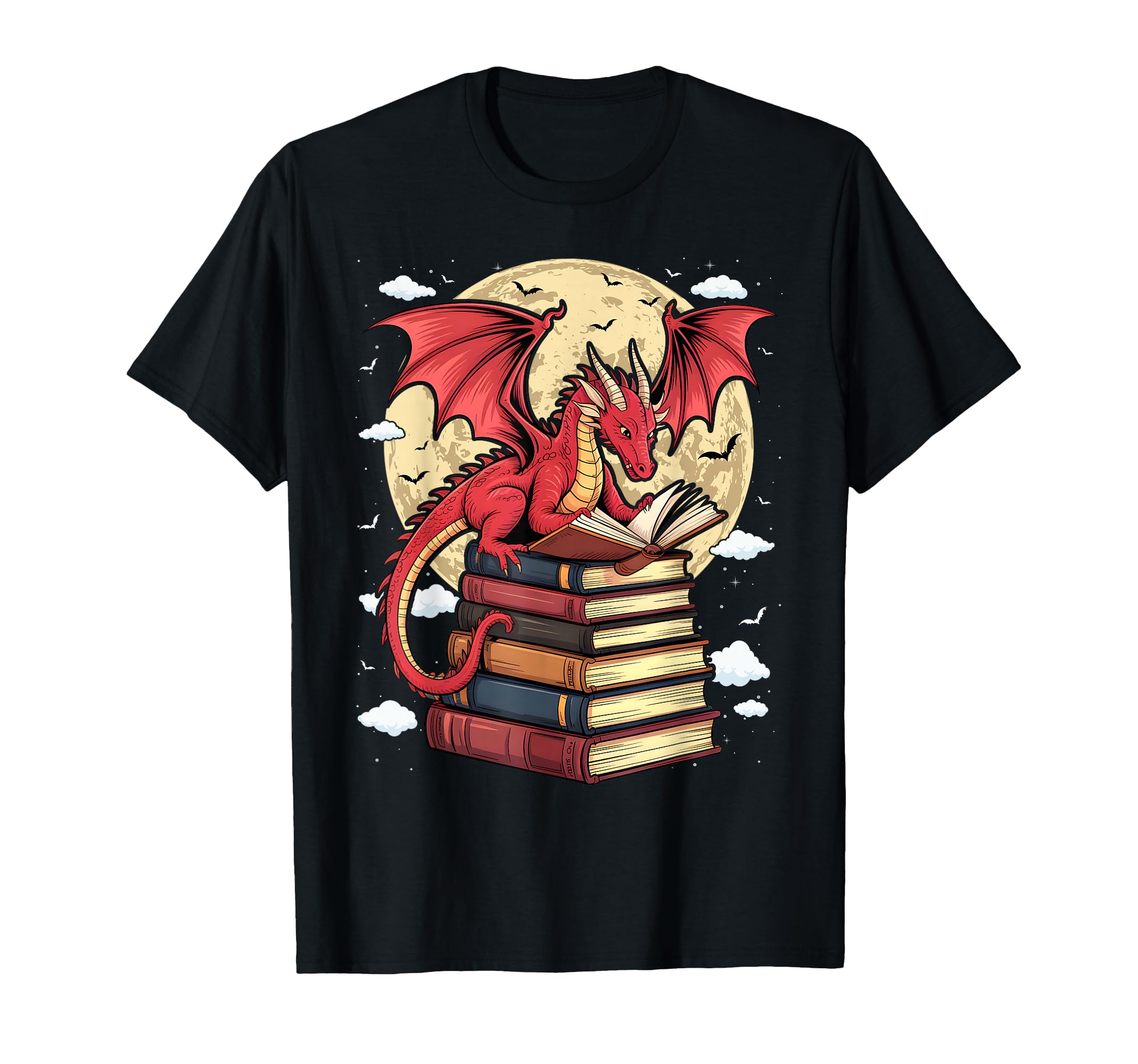 Dragon Reading Book Dragons And T-Shirt - Custom Art Print for Adults - T-Shirt, Sweatshirt, Hoodie