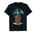 Fantasy Dragon Reading Books Library T-Shirt - Fun Novelty Design Men Women - T-Shirt, Sweatshirt, Hoodie