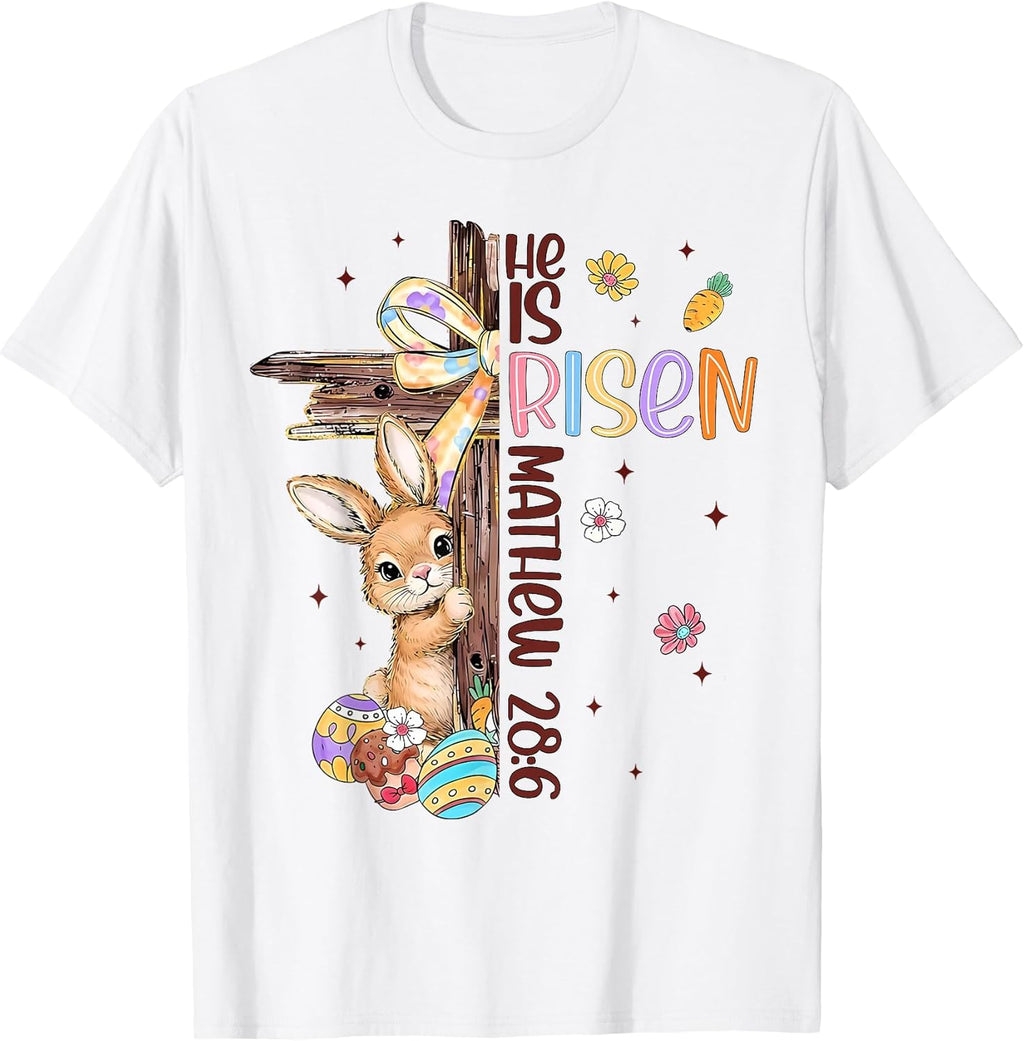 He Is Risen Christian Bunny Easter Gift Unisex T-shirt, Sweatshirt, Hoodie, Long Sleeve Tee - T-Shirt, Sweatshirt, Hoodie