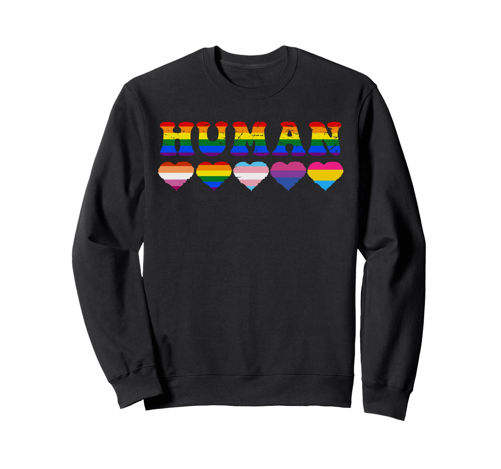 Human Lgbt Flag Gay Pride Month Sweatshirt - Graphic Print Men Women - T-Shirt, Sweatshirt, Hoodie