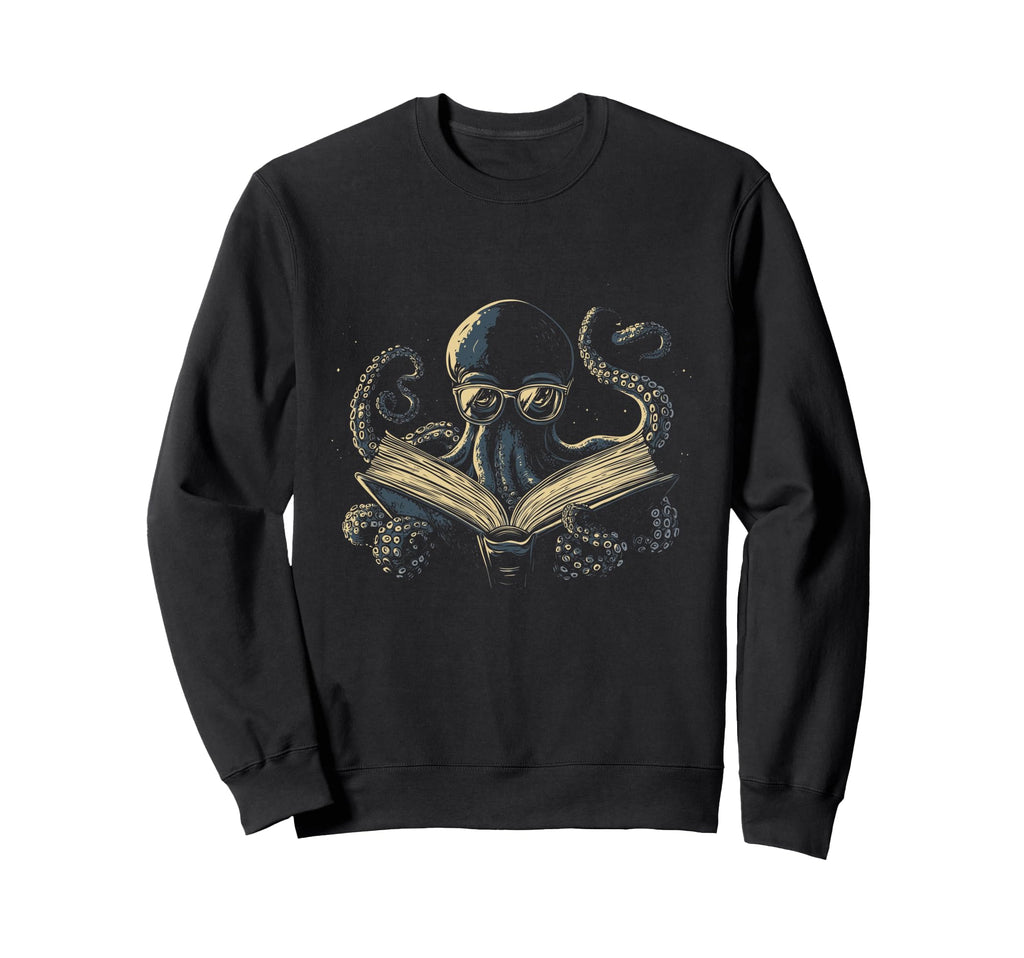 Octopus Reading Book Funny Book Sweatshirt - Novelty Apparel Men Women - T-Shirt, Sweatshirt, Hoodie