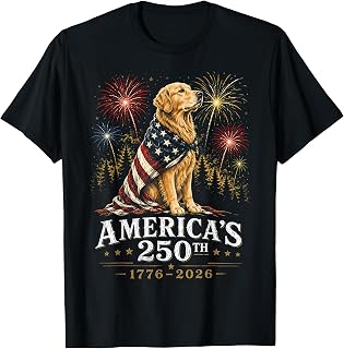 Golden Retriever America's 250th Anniversary 1776 2026 T-Shirt Unisex T-shirt, Sweatshirt, Hoodie, Long Sleeve Tee - T-Shirt, Sweatshirt, Hoodie