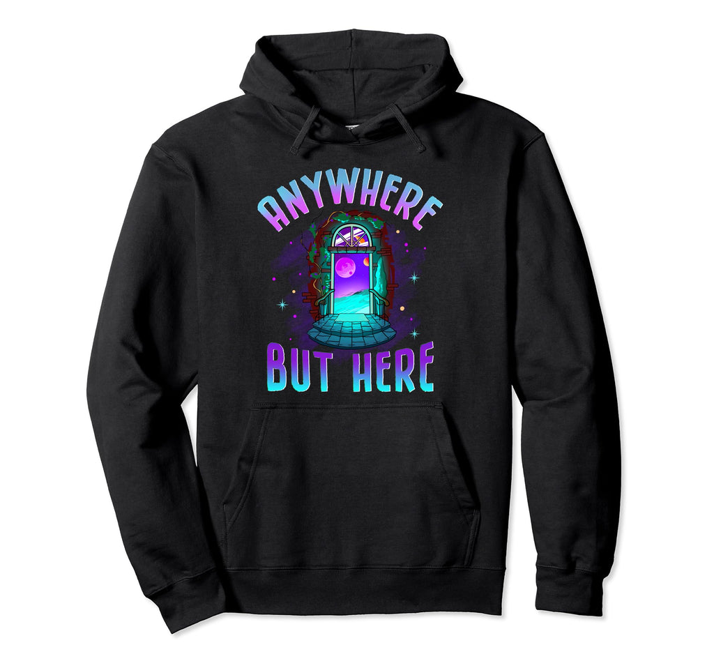 Anywhere But Here Witchy Moon Escape Hoodie - Fun Novelty Design Unisex - T-Shirt, Sweatshirt, Hoodie