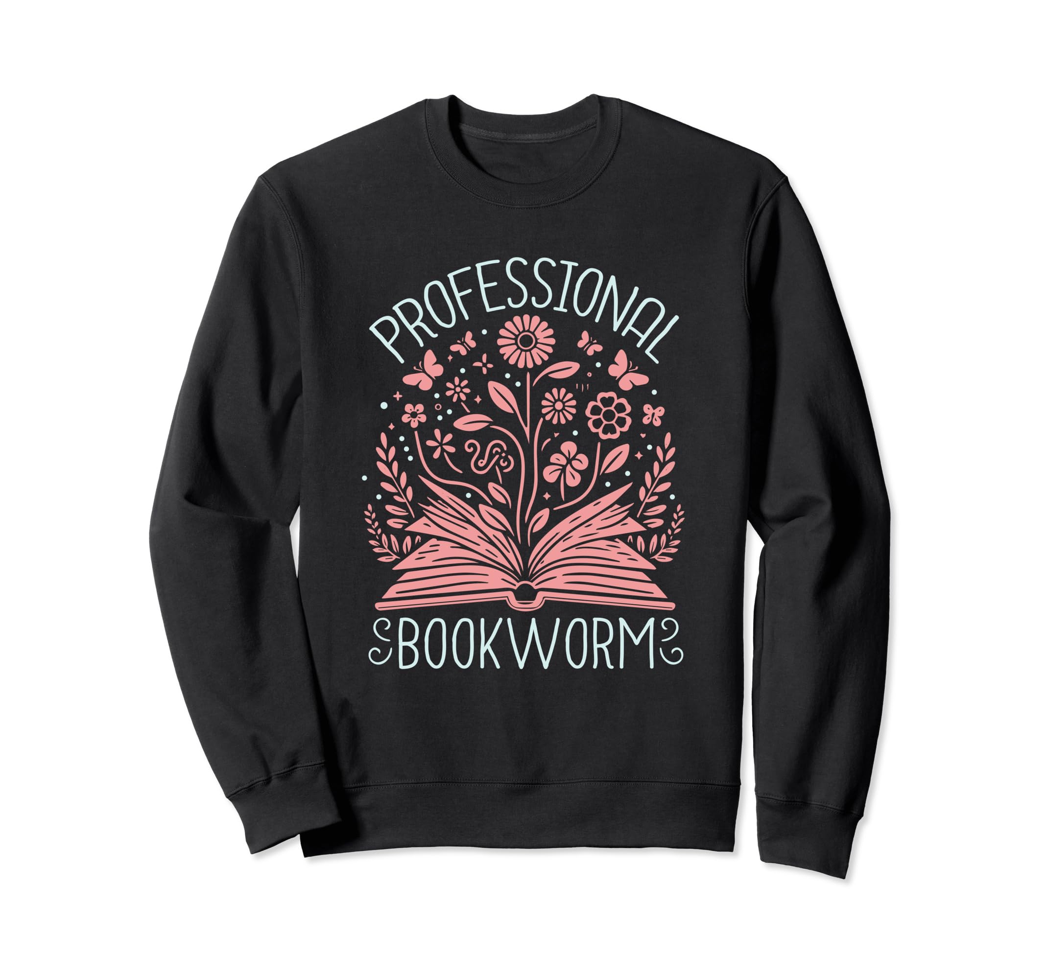 Professional Bookworm Reading Worm Sweatshirt - Minimalist Print Men Women - T-Shirt, Sweatshirt, Hoodie
