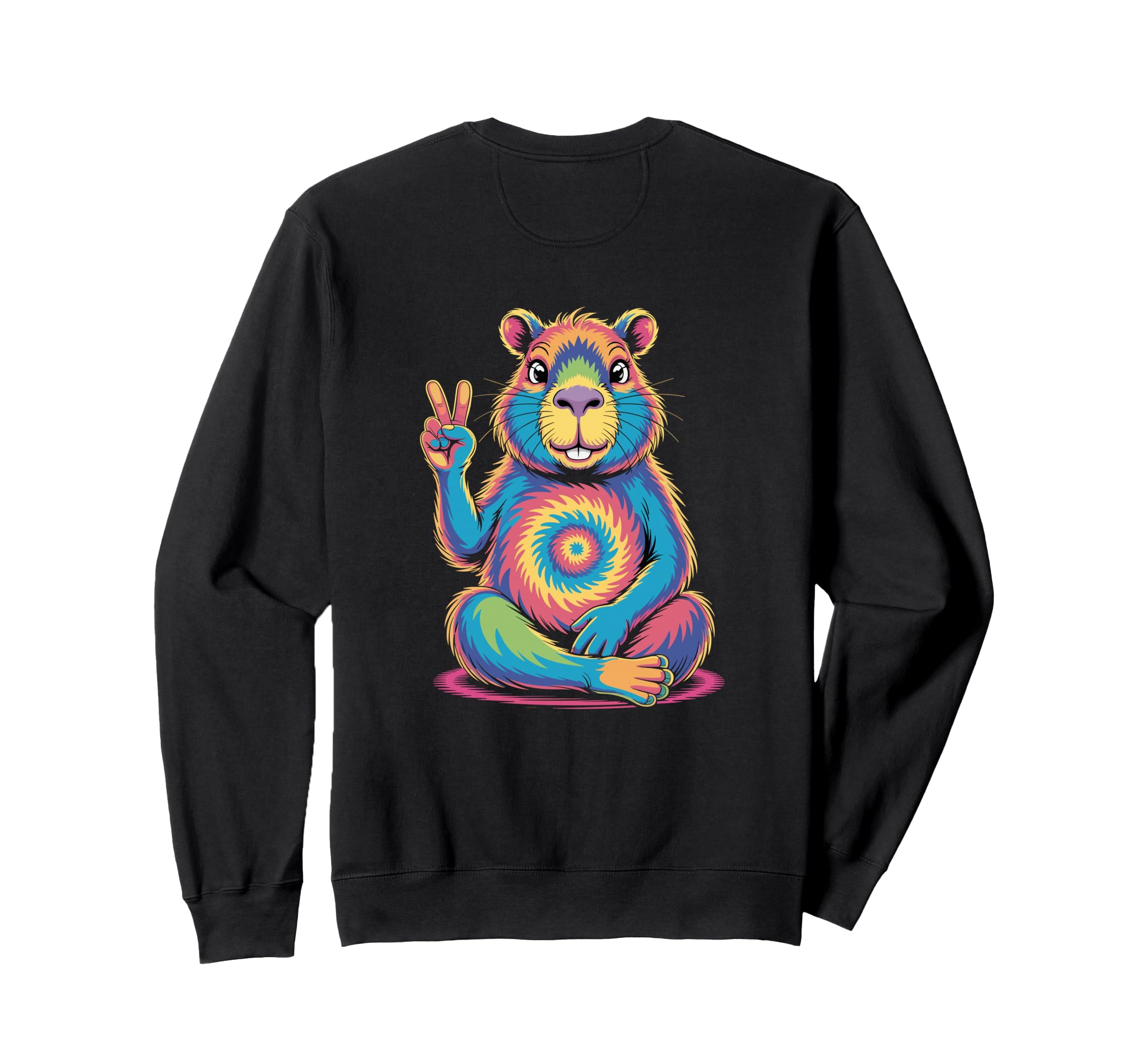 Psychedelic Capybara Peace Sign Sweatshirt - Minimalist Print Unisex - T-Shirt, Sweatshirt, Hoodie