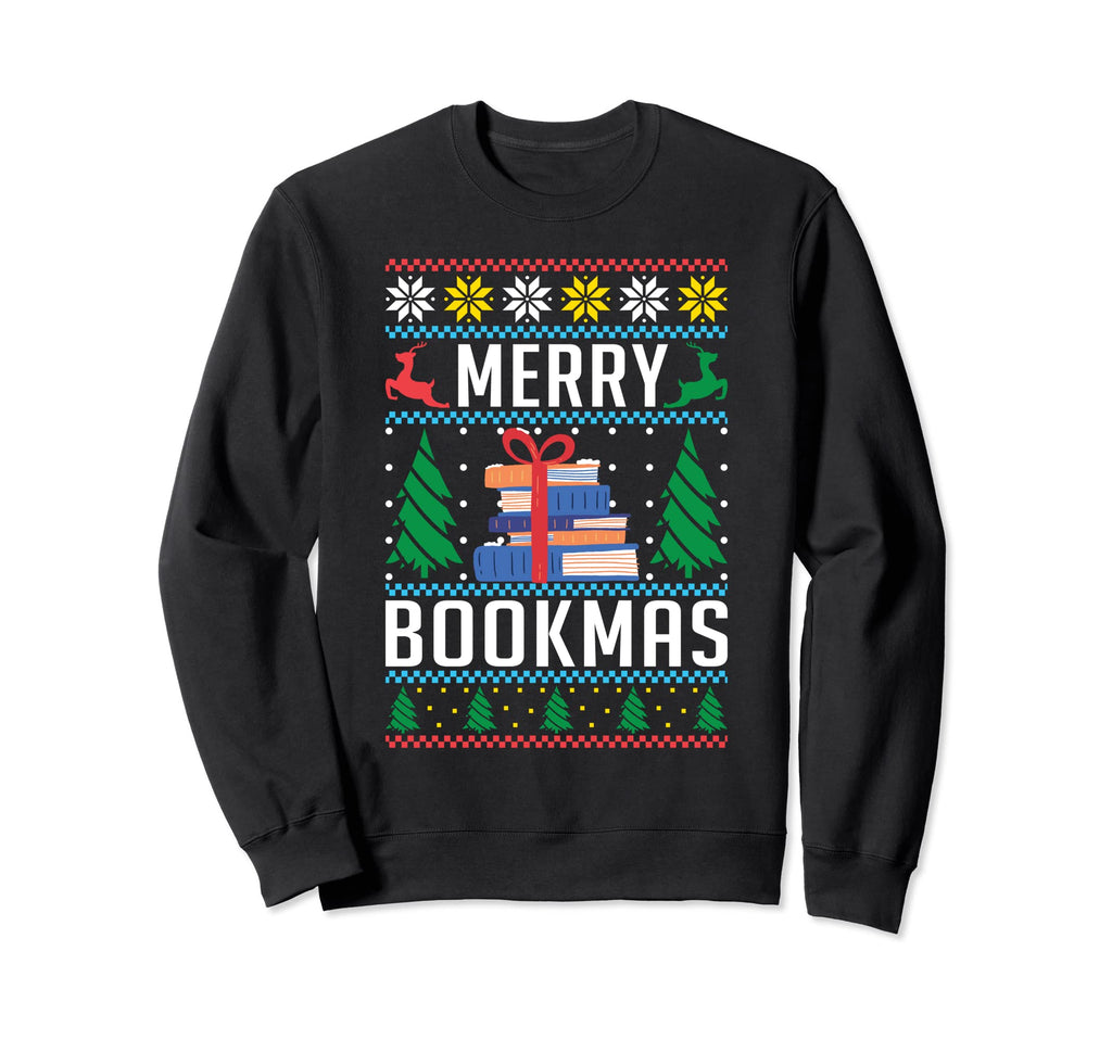 Merry Bookmas Holiday Book Lover Sweatshirt - Streetwear Style Men Women - T-Shirt, Sweatshirt, Hoodie