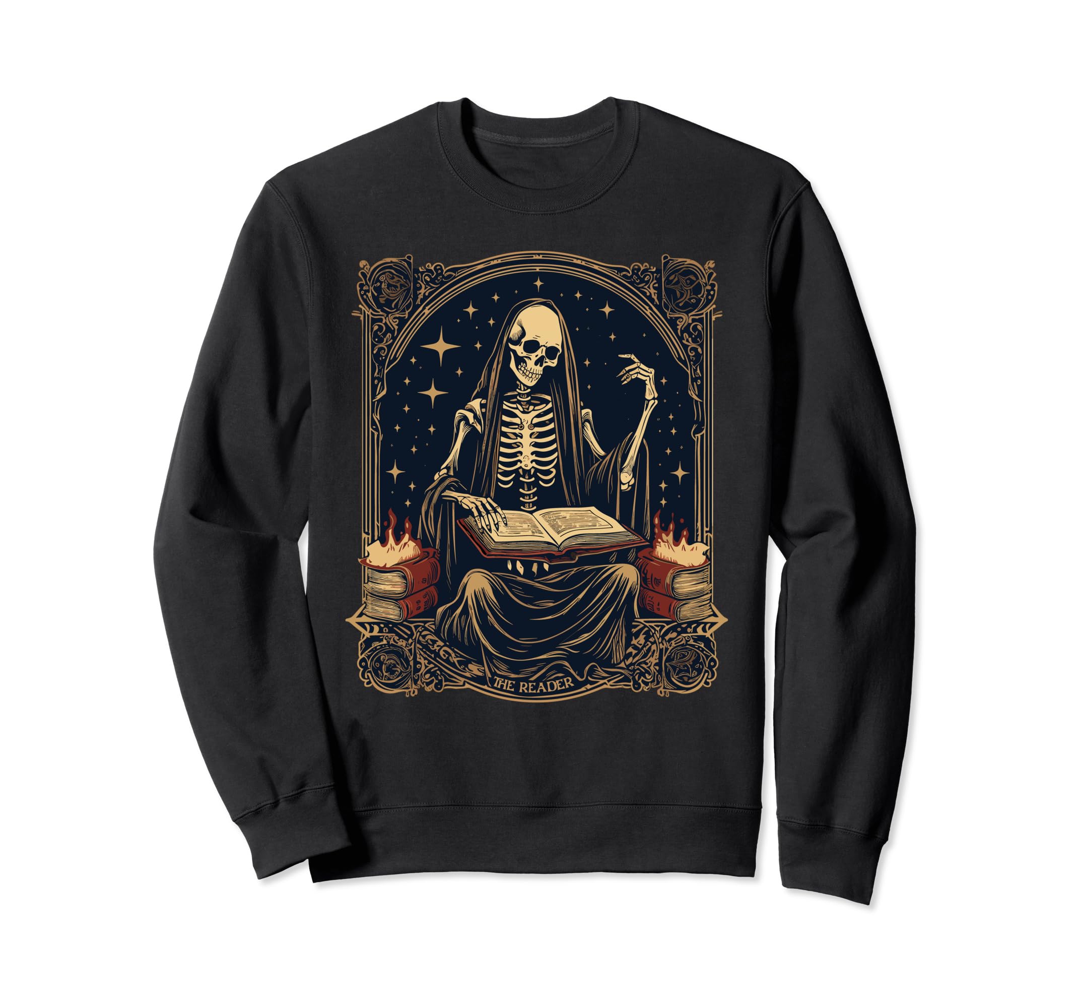 Reader Tarot Card Skeleton Reading Book Sweatshirt - Trendy Graphic Unisex - T-Shirt, Sweatshirt, Hoodie