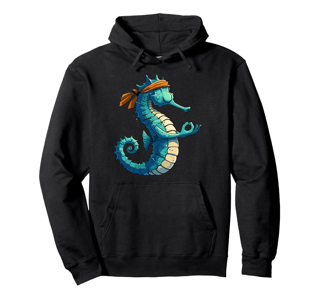 Meditation Seahorse Yoga Pose Relaxing Hoodie - Custom Art Print Unisex - T-Shirt, Sweatshirt, Hoodie