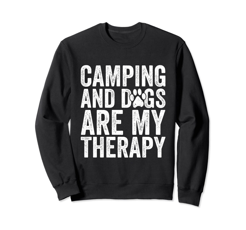 Camping And Dogs Are My Therapy Sweatshirt - Minimalist Print for Adults - T-Shirt, Sweatshirt, Hoodie