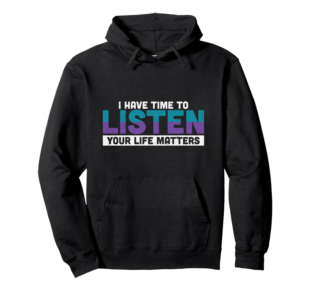 Purple Teal Ribbon I Have Time To Hoodie - Aesthetic Graphic Men Women - T-Shirt, Sweatshirt, Hoodie
