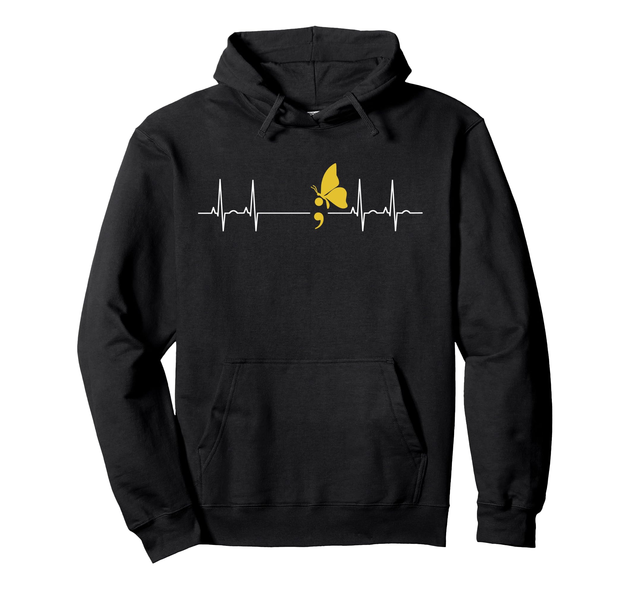 Semicolon Heartbeat Suicide Prevention Hoodie - Graphic Print Unisex - T-Shirt, Sweatshirt, Hoodie