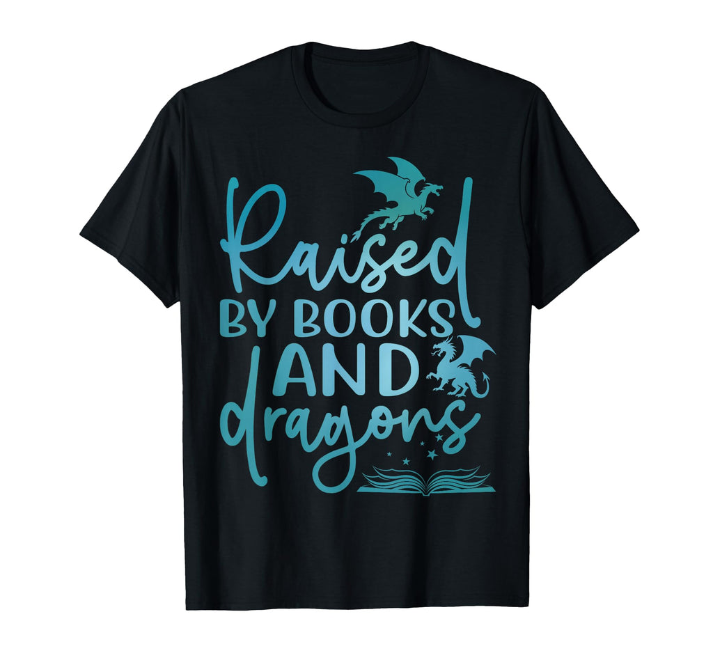 Raised Books And Dragons Fantasy Book T-Shirt - Minimalist Print Men Women - T-Shirt, Sweatshirt, Hoodie