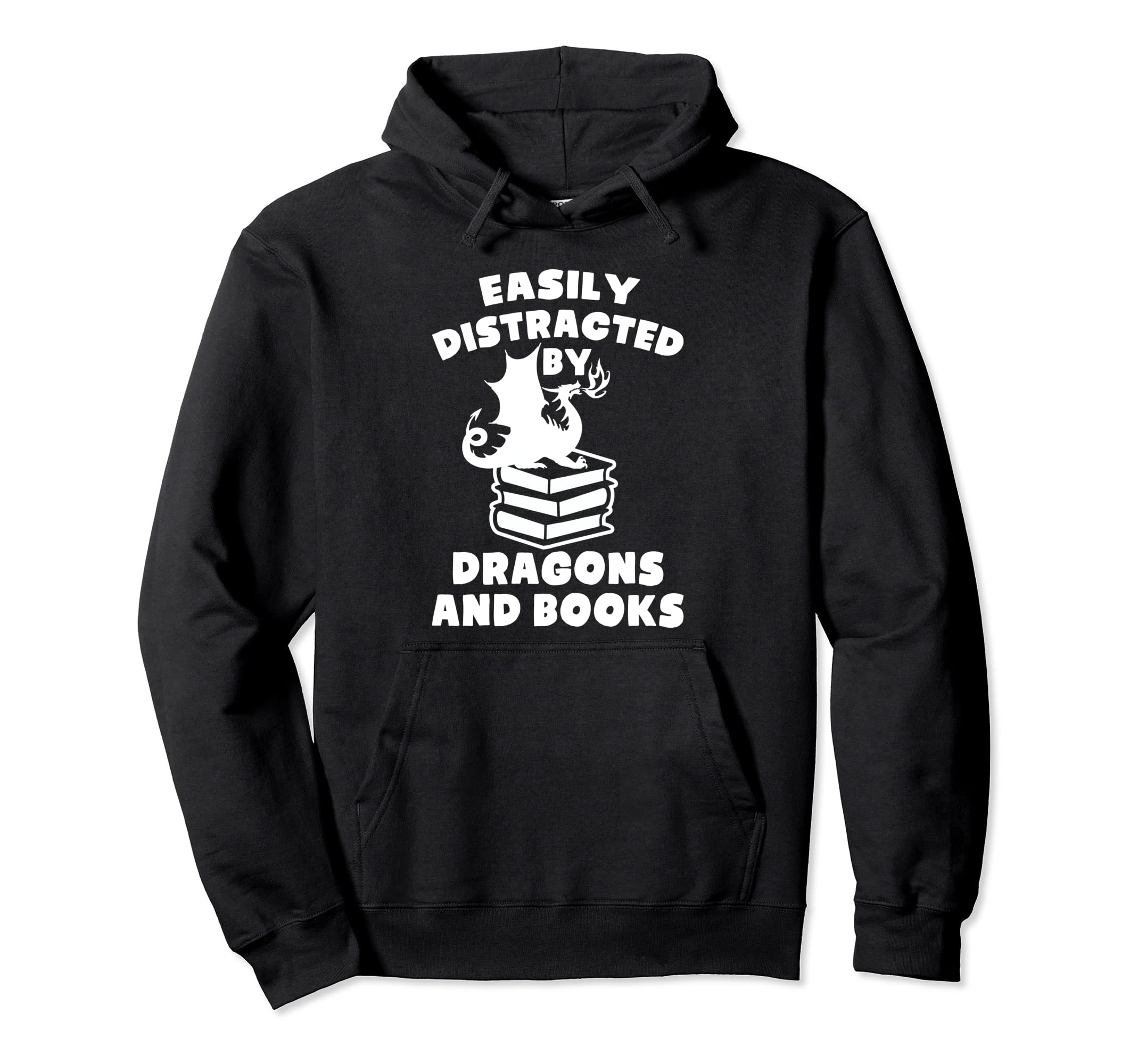 Easily Distracted Dragons And Books Dragon Hoodie - Unique Graphic Unisex - T-Shirt, Sweatshirt, Hoodie