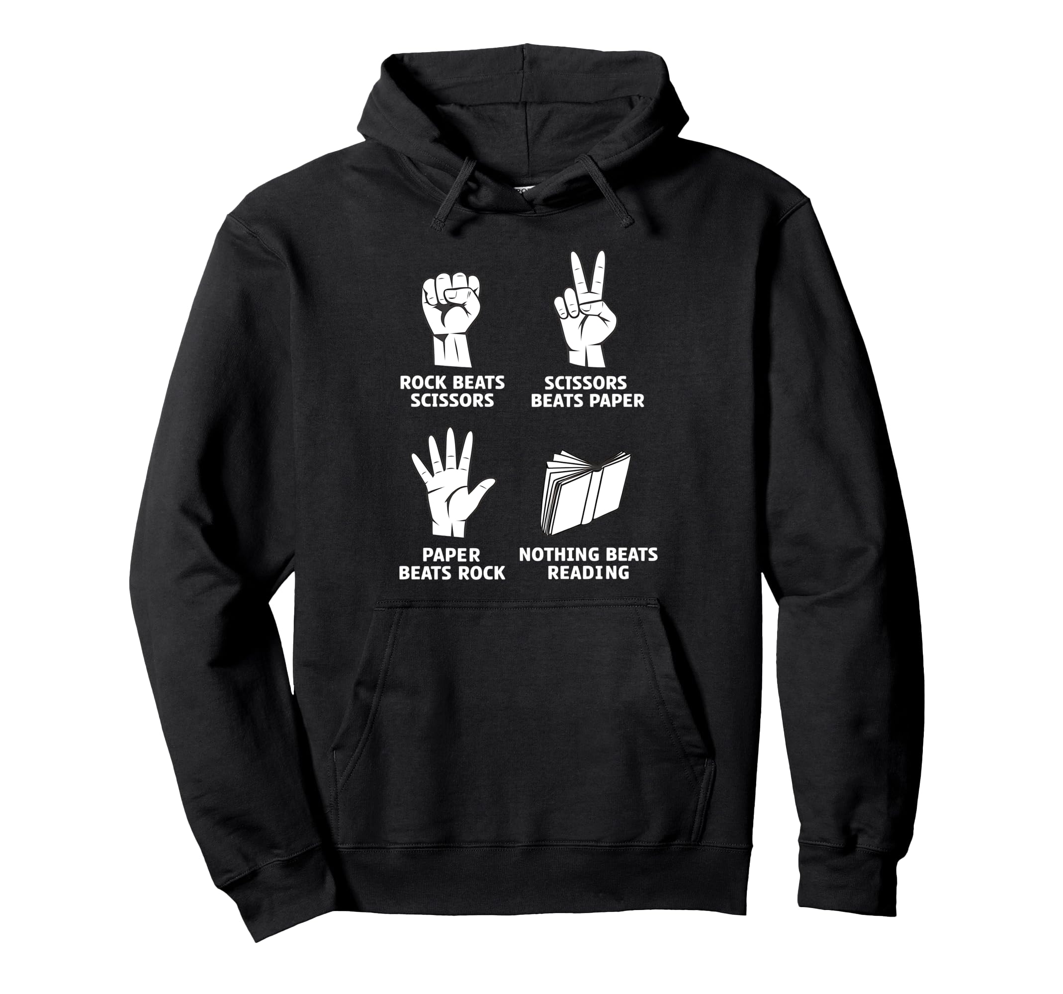 Nothing Beats Reading Rock Paper Hoodie - Unique Graphic for Adults - T-Shirt, Sweatshirt, Hoodie