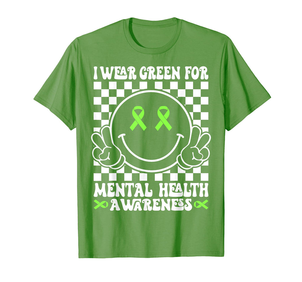 Groovy I Wear Green Mental Health T-Shirt - Unique Graphic Unisex - T-Shirt, Sweatshirt, Hoodie