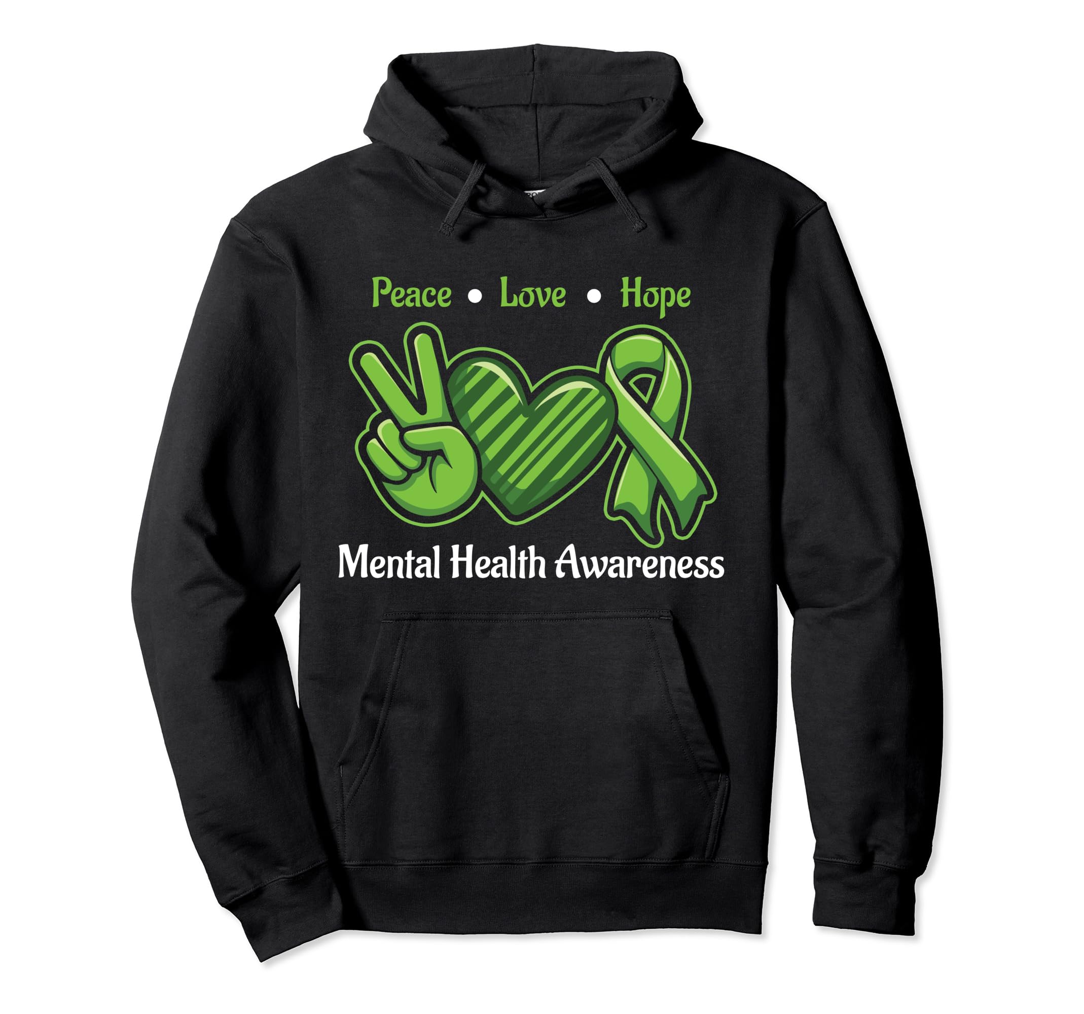 Peace Love Hope Mental Health Hoodie - Minimalist Print Men Women - T-Shirt, Sweatshirt, Hoodie