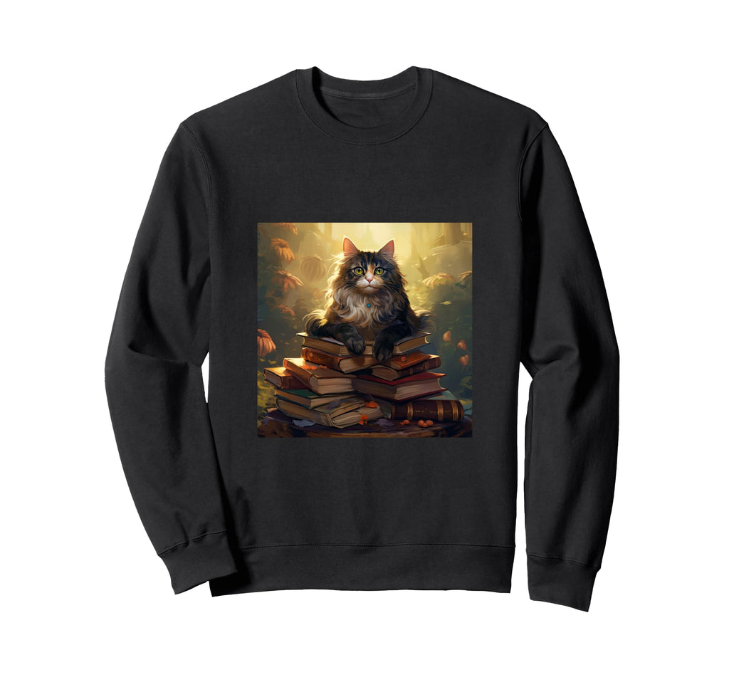 Book Nerd Cat Reading Library Sweatshirt - Aesthetic Graphic Unisex - T-Shirt, Sweatshirt, Hoodie