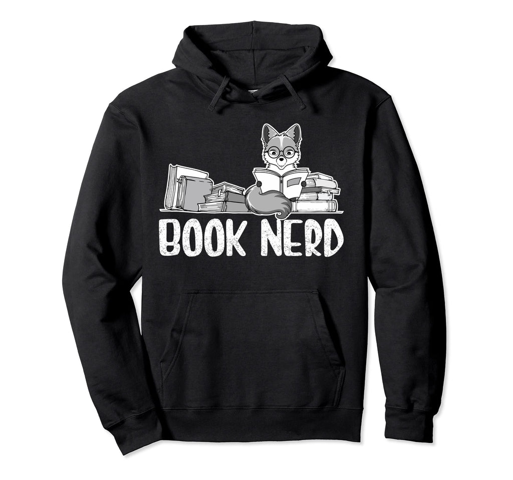 Fox Book Nerd Funny Animal Lover Hoodie - Fun Novelty Design for Adults - T-Shirt, Sweatshirt, Hoodie