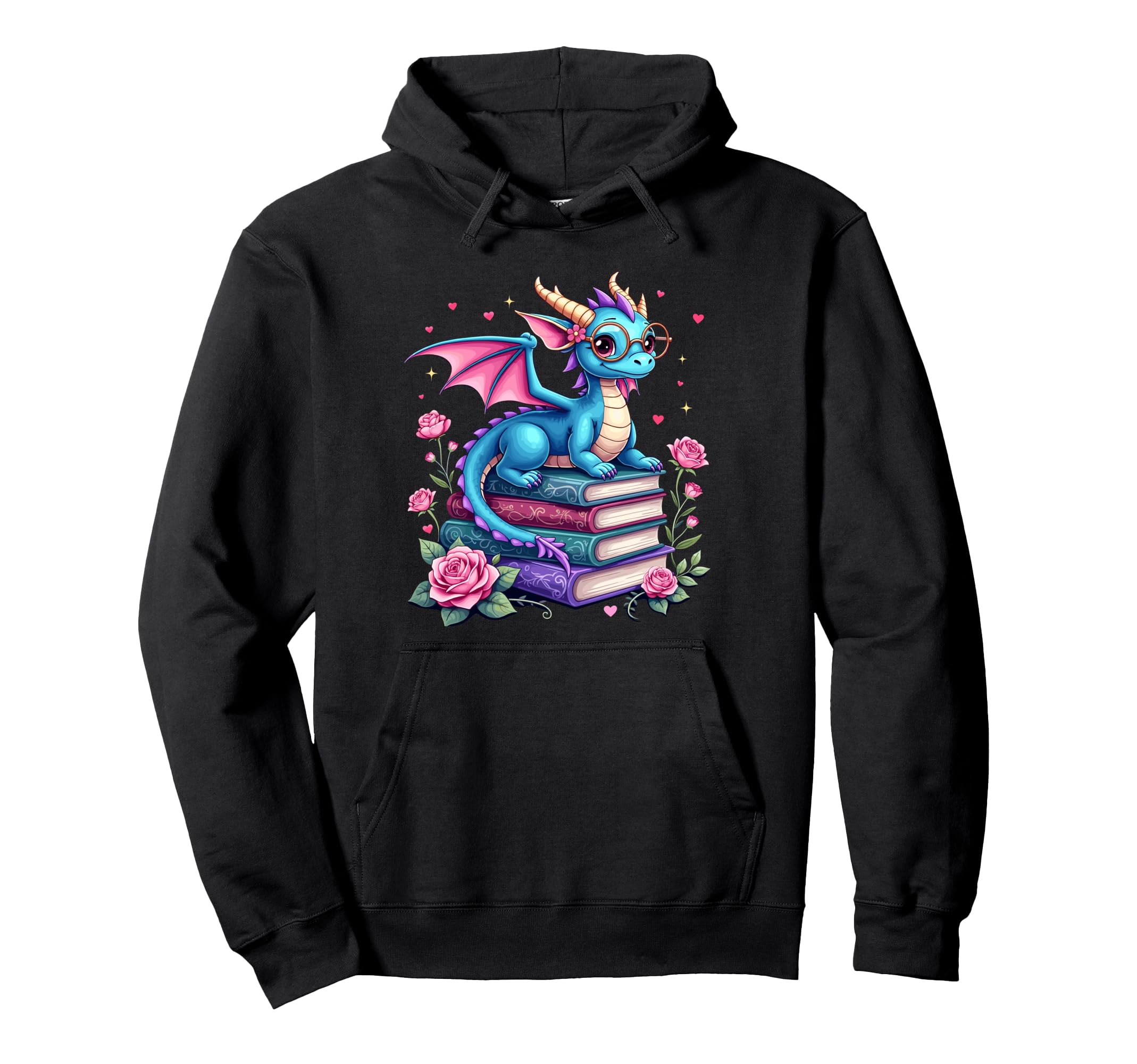 Dragons And Books Dragon Reading Hoodie - Fun Novelty Design Men Women - T-Shirt, Sweatshirt, Hoodie