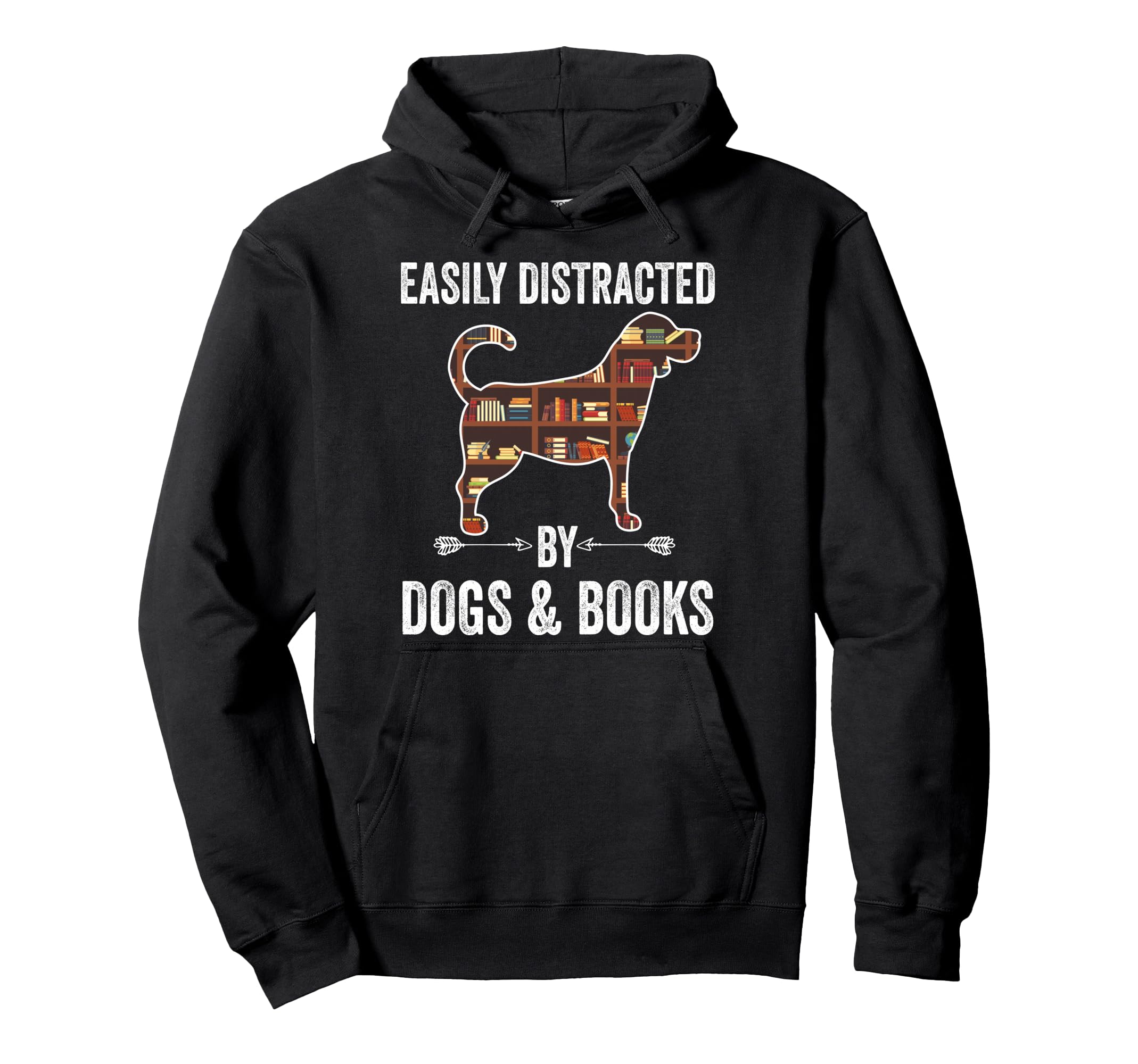 Reading Easily Distracted Dogs Books Hoodie - Fun Novelty Design Unisex - T-Shirt, Sweatshirt, Hoodie