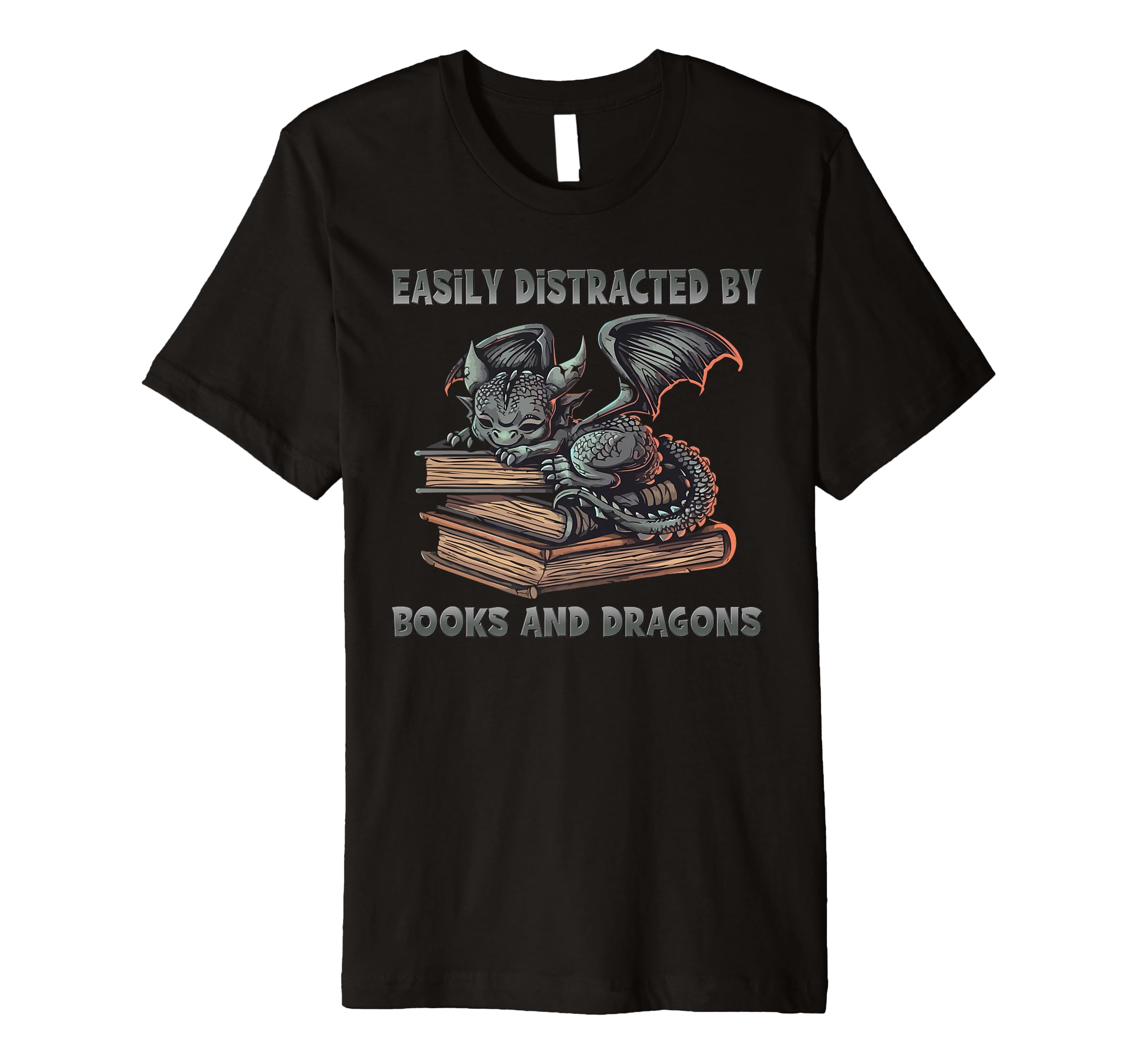 Easily Distracted Books And Dragons T-Shirt - Unique Graphic for Adults - T-Shirt, Sweatshirt, Hoodie