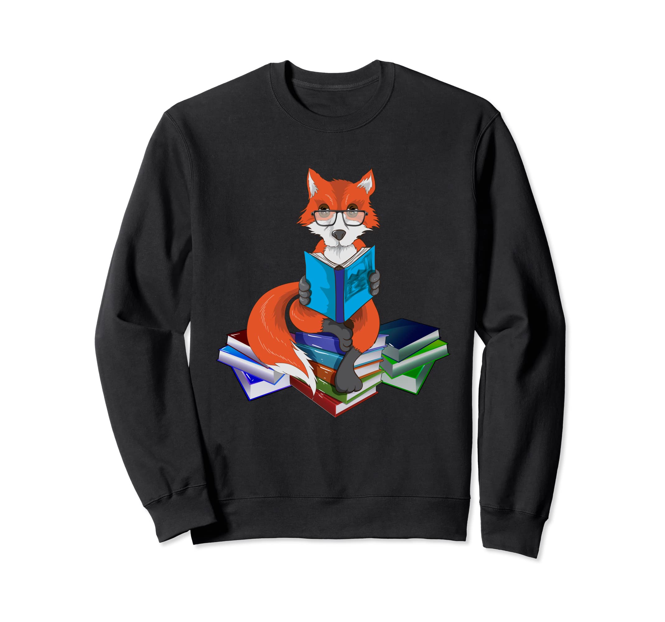 Fox Nerd Reading Books Bookworm Sweatshirt - Minimalist Print Men Women - T-Shirt, Sweatshirt, Hoodie