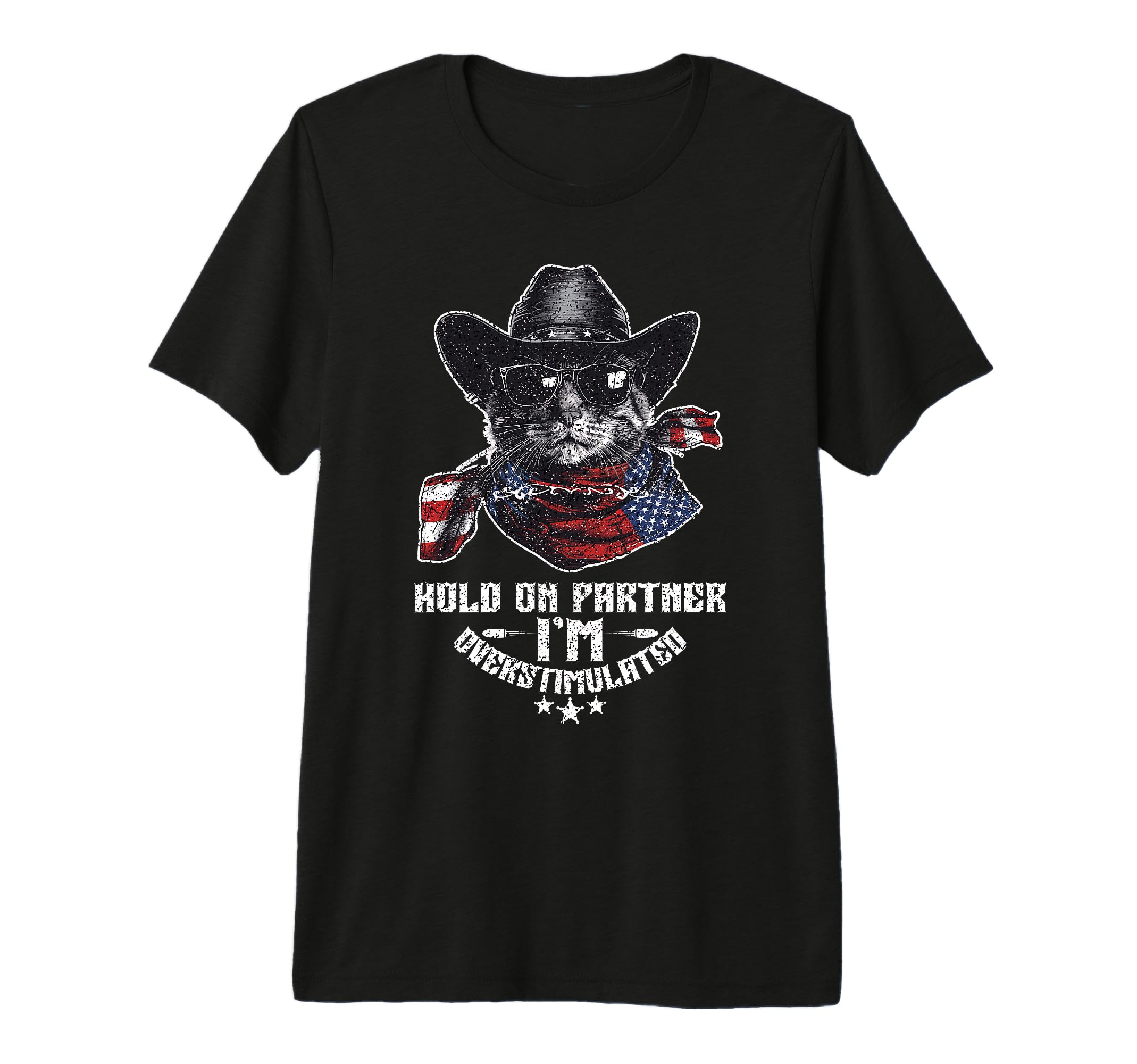 Hold Partner Overstimulated Western T-Shirt - Minimalist Print for Adults - T-Shirt, Sweatshirt, Hoodie
