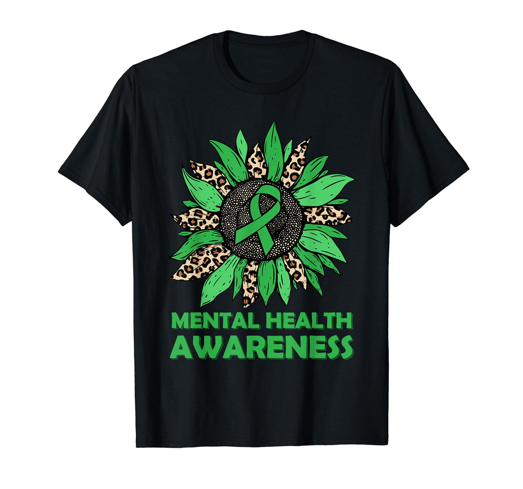 Leopard Green Sunflower Mental Health T-Shirt - Unique Graphic for Adults - T-Shirt, Sweatshirt, Hoodie