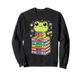 Funny Frog Reading Books Bookworm Sweatshirt - Minimalist Print Men Women - T-Shirt, Sweatshirt, Hoodie