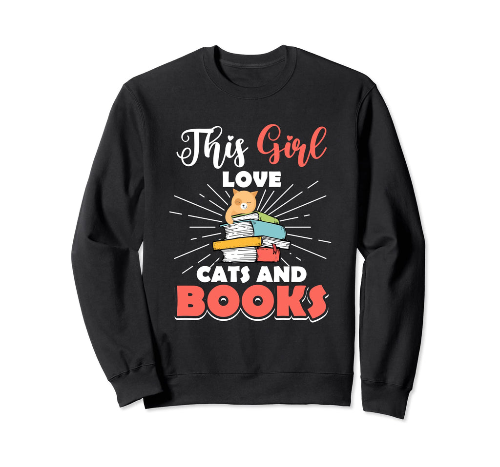 Cats And Books This Love Cats And Sweatshirt - Aesthetic Graphic Unisex - T-Shirt, Sweatshirt, Hoodie